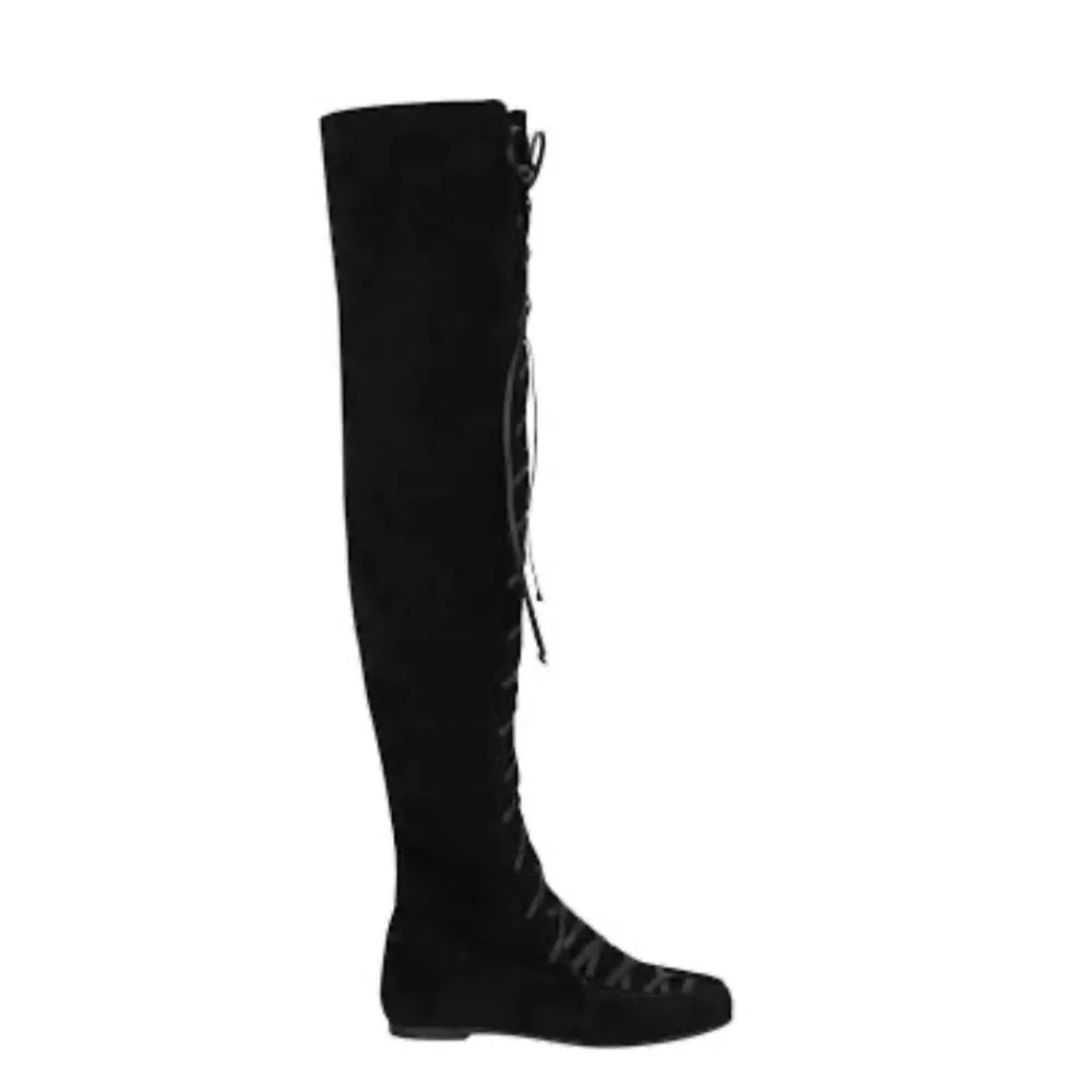 Zara x Stefano Pilati NWT leather black lace up over the knee boots 4001/410